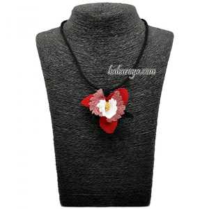 Orkide Kolye Kırmızı İğne Oyası Collier pendentif à la mode - Product Image 1