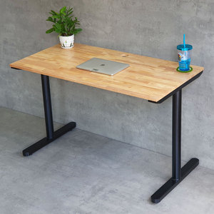 Escritorio Moderno de Madera de Caucho TIO HBTO002 de 120x60cm con Patas de Hierro, Muebles de Oficina Contemporáneos para Dormitorio, Sistema de Montaje - Product Image 2