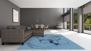 Juego de alfombras de lana anudadas a mano con patrón abstracto alto, pila cortada para sala de estar, comedor, cocina, área de ejercicio de oración - Product Image 4