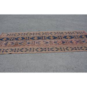 Alfombra turca vintage, estilo clásico de retazos, 31x97 pies, acentos negros y naranjas, lana, área grande, alfombra para sala de estar para adolescentes - Product Image 3