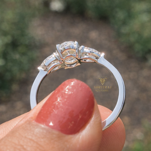 Bague en diamant 14 carats pour femme, forme ovale, trois pierres, 10k 14k 18k, bagues de fiançailles, diamant cultivé en laboratoire certifié IGI, bague unisexe - Product Image 5