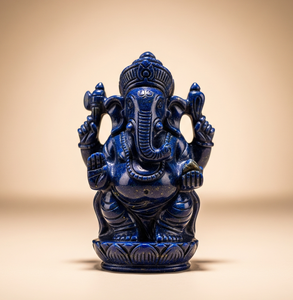 Estatuilla de Estatua de Ganesha tallada a mano con lapislázuli, regalo de negocios, piedras preciosas semipreciosas, artesanía grabada, cristal curativo indio - Product Image 1