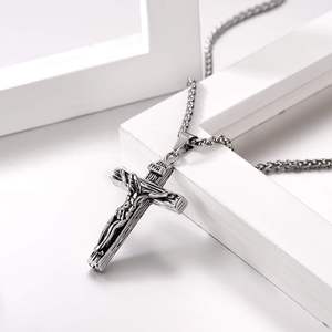 Crucifix stainless Urn Necklace for <b>Ashes</b> Stainless Steel Jewelry Memorial <b>Keepsake</b> Urn Lockets Pendant Men Women Custom Size - Product Image 6