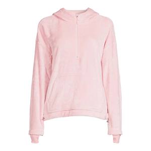 Vente en gros de sweats à capuche pour femmes en velours de coton broderie chenille unie pull à capuche en velours dernier modèle coupe ajustée pour filles - Product Image 2