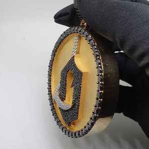 3.50CT Diamant Rond Logo charme Pendentif 14k Or Jaune Finition - Product Image 2