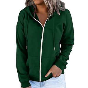 Nouveau sweat à capuche zippé décontracté d'hiver en tricot épais 100 % coton écologique avec cordon de serrage personnalisé et logo frontal - Product Image 4