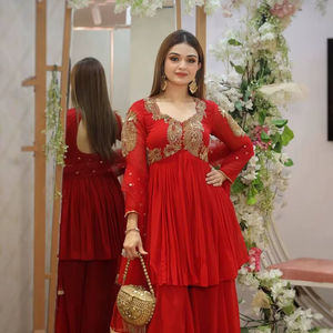 เสื้อปักลาย Georgette พร้อมพาลาซโซ่และจอร์เจีย - Product Image 1