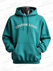 100% coton pull à capuche pour hommes motif solide brodé uni teint impression personnalisée thermique polaire sweat pour l'hiver - Product Image 2