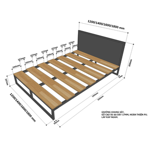 Cama Moderna Mony GN68029 Queen/King con Estructura de Hierro, Requiere Ensamblaje, con Madera de Mango Sólida y Tapicería de Tela para Muebles del Hogar - Product Image 5