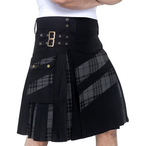 กางเกงกิลท์ผู้ชายขายดีที่สุด รุ่นโมเดิร์น ไฮบริด สีดำ ผ้าฝ้ายและสีเทา ลายตารางสก็อต ดีไซน์ลายขวาง ปี 2026 - Product Image 1