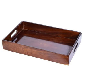 Plateau à chocolat en bois Plateau décoratif Rectangulaire personnalisé de haute qualité avec poignée en métal Plateau de service en bois - Product Image 3