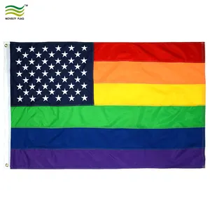 定制聚酯美国刺绣明星LGBT美国国旗