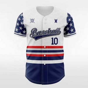 Nouveau maillot de baseball personnalisé à manches courtes avec drapeau américain pour hommes, impression personnalisée, col rond - Product Image 3