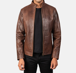 Chaqueta de Motociclista de Cuero Negra de Invierno Personalizada OEM para Hombre - Impermeable, Transpirable, de Doble Cara, con Cuello Alto - Product Image 1