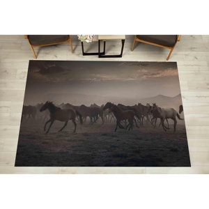 Alfombra de Chenilla con Caballos Salvajes: Decoración Antideslizante para Amantes de los Caballos, Alfombra Delgada No Tejida - Product Image 2