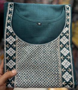 ชุดเดรสลำลองคุณภาพสูงสำหรับสุภาพสตรี MAGIC COTTON SLUB ทรงแม็กซี่ สไตล์ทางการสำหรับใส่ทำงาน ปักลาย ผ้าถักซักได้ - Product Image 4