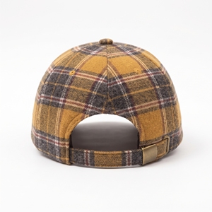 Casquette de baseball unisexe à carreaux, 6 panneaux, en flanelle, ajustable, décontractée, avec contraste de couleurs, motif jaune, marron, gris, taille adulte - Product Image 3