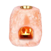 Portavelas Aromático de Cristal de Sal Hecho a Mano, Ambientes Serenos en el Hogar, 100% Sal de Roca del Himalaya Natural, Forma Natural, Vela de Té