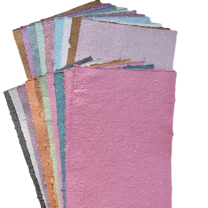 Handmade Recycled Cotton Rag Colorful Paper for Drawing Sketching Painting Available in A6 A5, A4 125 GSM 250 GSM 400 GSM