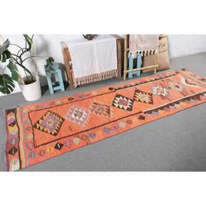 พรมขนาด 2.8x9.3 ฟุต, พรมวินเทจตุรกี, พรมขนสัตว์ลายจุดสีแดง - Product Image 4