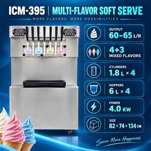 Machine à crème glacée molle 7 saveurs 60-65L/H, machine à dessert glacé verticale en acier inoxydable haute capacité ICM-395 Kolice - Product Image 3