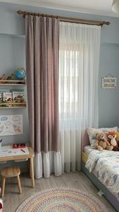 Cortinas Modernas Beige con Ojales y Cordones, Juego de 2 Paneles, Cortinas Opacas Translúcidas Tejidas para Sala de Estar - Product Image 3
