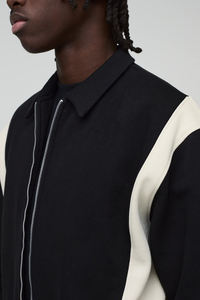 2025 nouveauté 100% veste universitaire en laine de coton panneau de contraste lourd fermeture éclair complète Streetwear Hip Hop veste d'hiver pour homme - Product Image 3