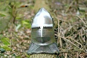 Casque médiéval avec visière, rembourrage en W, RC, personnalisé, Antique, fait à la main, casque de courrier en chaîne - Product Image 4
