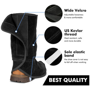 Botte de soudage résistante aux flammes en cuir de vachette de qualité supérieure couvre couverture complète chaussures protecteurs guêtres de soudage réglables - Product Image 2