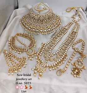 Conjunto de Joyería Nupcial Completo de Diseño Tradicional y Moderno Indio, Chapado en Oro, con Maang Tikka para Niñas y Mujeres - Product Image 4