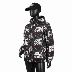 Veste Softshell pour femmes 260 GSM Polyester Spandex Noir Panneaux imprimés multicolores Logo personnalisé Transfert thermique Veste Softshell pour femmes - Product Image 4