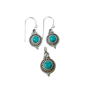 จี้ทองแดงสีน้ำเงินเทอร์ควอยส์925เงินสเตอร์ลิงทำด้วยมือเครื่องประดับพลอยเดือน December ของขวัญสำหรับเธอ - Product Image 1