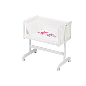 Cuna Moderna para Dormir Juntos en Haya Blanca Mod. Paracaidas-ROSA con Ropa de Cama y Colchón para Bebés y Niños - Product Image 1