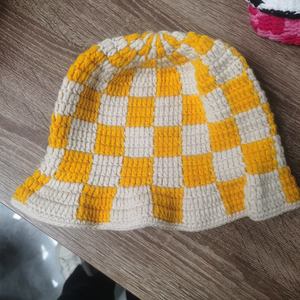 Sombrero de Ganchillo Personalizado para Mujer, Estilo Europeo Americano, a Cuadros, para el Sol, Tejido a Mano, para Uso Diario, Fiestas, Actividades al Aire Libre, de Hilo de Algodón y Lino - Product Image 4