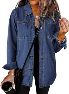 Vestes en jean pour femmes en gros - Mode, manches longues, boutonnée, poches en jean, style western, vêtements de travail décontractés, vêtements d'extérieur pour toutes les saisons - Product Image 2