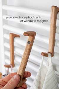 Ganchos de madera para abrigos 4/6 paquetes Montado en la pared Ganchos de sombrero rústico hechos a mano Ganchos de pared de madera - Product Image 5