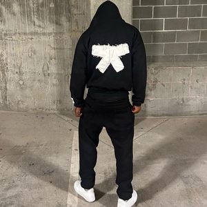 Ensemble survêtement à capuche avec logo personnalisé unisexe, ensemble de pantalons de survêtement lourds sans cordes, vêtements de sport décontractés, sweats à capuche imprimés grande taille pour hommes et femmes - Product Image 5