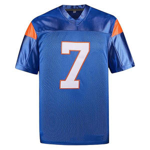 Camisetas de Fútbol Americano Personalizadas, 100% Algodón Transpirable, Diseño 3D, Estilo Clásico Profesional en Azul con Detalles en Relieve - Product Image 1