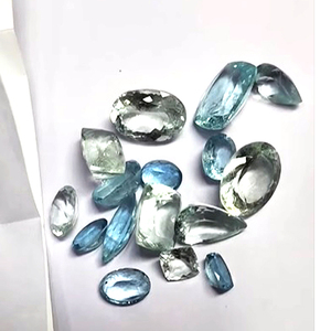 16 piezas de Aguamarina natural 10mm a 17mm faceta rectangular de pera ovalada 75 Cts lote Iroc ventas corte de piedras preciosas de alta calidad US $129 - Product Image 1