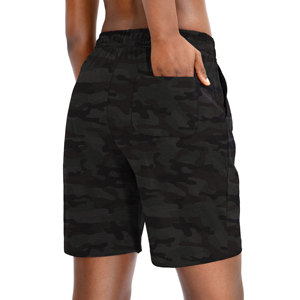 Short de yoga d'entraînement taille haute pour femmes avec poches Short imprimé décontracté respirant de style motard en gros - Product Image 4