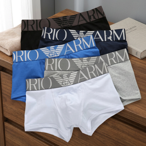 Calzoncillos bóxer de punto estampados de talle alto para hombre, 100% algodón lavado, cintura elástica, lisos, marca personalizada, Bangladesh - Product Image 3