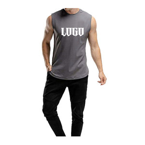 Cantidad a granel OEM al por mayor de los hombres camiseta sin mangas de talla grande transpirable verano gimnasio Fitness chaleco sin mangas de entrenamiento camiseta con logotipo - Product Image 2