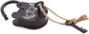 Serrure en fer vintage de 2.5 pouces, serrure d'amour pour toujours avec cadenas à 2 clés de travail de style amoureux - Product Image 3