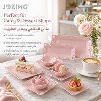 Ensemble de Plats à Dessert en Céramique Rose avec Dentelle Cœur Romantique, Plateau à Thé et Bols en Porcelaine Élégants, Vente en Gros, Stock Prêt, Vendu par Carton