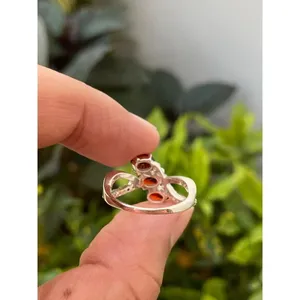 Three Stone Oval <b>Garnet</b> <b>Ring</b> 925 Sterling <b>Silver</b> Handmade Gemstone <b>Ring</b> Wholesale Jewelry Supplier - Product Image 6
