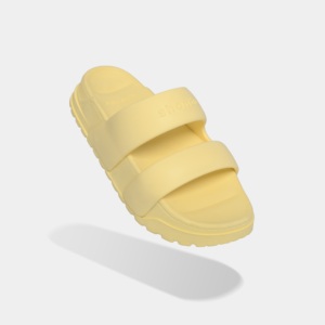 Trendy Shondo Vietnam OEM 4 correas plataforma EVA diapositivas en amarillo ligero 350g por par sentirse cómodo zapatillas - Product Image 2