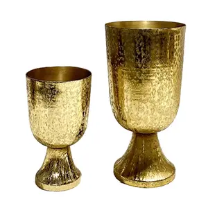 Juego de jarrones de cristal de Metal modernos, 2 láminas de hierro de aluminio chapadas en oro, soporte para flores, centro de mesa de dormitorio, jarrón de Metal, nueva textura - Product Image 1