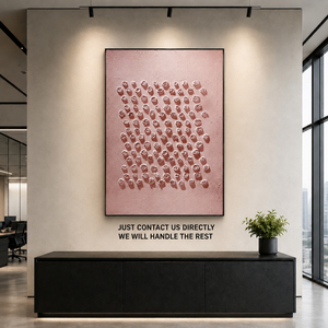 Pink Floral Hand Painted Textured Oil <b>Painting</b> Modern 3D Relief Wall Art Custom Decorative Artwork for Hotel Villa Home Interior - Product Image 1