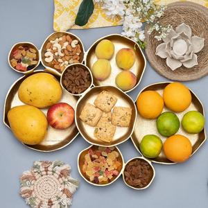 Plato de racimo de 9 cuencos de alta calidad, vajilla con acabado dorado, cuenco para servir galletas de frutas secas, cuencos de Metal con varios compartimentos - Product Image 1