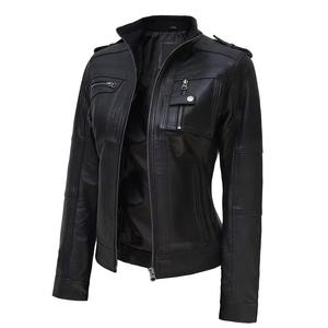 Chaqueta de Cuero para Mujer, Diseño Clásico, Nueva, de Lona Genuina, Transpirable, Otoño-Invierno, Tejida, de Alta Calidad, Personalizable, en Venta - Product Image 3